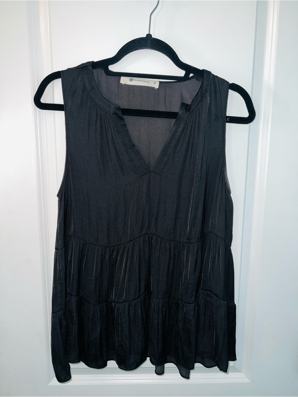 The Impeccable Pig Black Sleeveless Tiered V-Neck Top